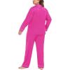 image:imageSWOMOG Womens Plus Size Pajamas Silky Pajama Set Button Down Sleepwear Classic Silk Pj Set Ladies Two Piece Loungewear SetRose Red