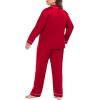 image:imageSWOMOG Womens Plus Size Pajamas Silky Pajama Set Button Down Sleepwear Classic Silk Pj Set Ladies Two Piece Loungewear SetScarlet Red