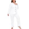 image:imageSWOMOG Womens Plus Size Pajamas Silky Pajama Set Button Down Sleepwear Classic Silk Pj Set Ladies Two Piece Loungewear SetWhite