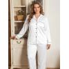 image:imageSWOMOG Womens Plus Size Pajamas Silky Pajama Set Button Down Sleepwear Classic Silk Pj Set Ladies Two Piece Loungewear SetWhite