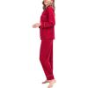 image:imageSWOMOG Womens Satin Pajamas Long Sleeve Sleepwear Silk Soft Button Down Loungewear Pjs Set SXXLA  Reda