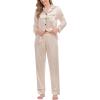 image:imageSWOMOG Womens Satin Pajamas Long Sleeve Sleepwear Silk Soft Button Down Loungewear Pjs Set SXXLChampagne