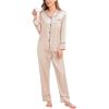 image:imageSWOMOG Womens Satin Pajamas Long Sleeve Sleepwear Silk Soft Button Down Loungewear Pjs Set SXXLChampagne
