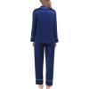 image:imageSWOMOG Womens Satin Pajamas Long Sleeve Sleepwear Silk Soft Button Down Loungewear Pjs Set SXXLNavy Blue