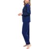 image:imageSWOMOG Womens Satin Pajamas Long Sleeve Sleepwear Silk Soft Button Down Loungewear Pjs Set SXXLNavy Blue