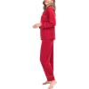 image:imageSWOMOG Womens Satin Pajamas Long Sleeve Sleepwear Silk Soft Button Down Loungewear Pjs Set SXXLRed
