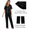 image:imageSWOMOG Womens Silk Satin Pajama Sets 3Pcs Button Down Pj Set Short Sleeve Sleepwear Loungewear Pjs Nightwear XSXXLBlack
