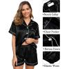 image:imageSWOMOG Womens Silk Satin Pajama Sets 3Pcs Button Down Pj Set Short Sleeve Sleepwear Loungewear Pjs Nightwear XSXXLBlack