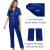 image:imageSWOMOG Womens Silk Satin Pajama Sets 3Pcs Button Down Pj Set Short Sleeve Sleepwear Loungewear Pjs Nightwear XSXXLBlue