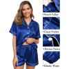 image:imageSWOMOG Womens Silk Satin Pajama Sets 3Pcs Button Down Pj Set Short Sleeve Sleepwear Loungewear Pjs Nightwear XSXXLBlue