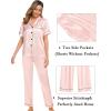 image:imageSWOMOG Womens Silk Satin Pajama Sets 3Pcs Button Down Pj Set Short Sleeve Sleepwear Loungewear Pjs Nightwear XSXXLBlush Pink