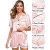 image:imageSWOMOG Womens Silk Satin Pajama Sets 3Pcs Button Down Pj Set Short Sleeve Sleepwear Loungewear Pjs Nightwear XSXXLBlush Pink