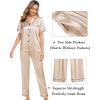 image:imageSWOMOG Womens Silk Satin Pajama Sets 3Pcs Button Down Pj Set Short Sleeve Sleepwear Loungewear Pjs Nightwear XSXXLChampagne