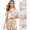 image:imageSWOMOG Womens Silk Satin Pajama Sets 3Pcs Button Down Pj Set Short Sleeve Sleepwear Loungewear Pjs Nightwear XSXXLChampagne