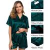 image:imageSWOMOG Womens Silk Satin Pajama Sets 3Pcs Button Down Pj Set Short Sleeve Sleepwear Loungewear Pjs Nightwear XSXXLDeep Green