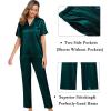 image:imageSWOMOG Womens Silk Satin Pajama Sets 3Pcs Button Down Pj Set Short Sleeve Sleepwear Loungewear Pjs Nightwear XSXXLDeep Green