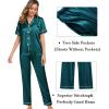 image:imageSWOMOG Womens Silk Satin Pajama Sets 3Pcs Button Down Pj Set Short Sleeve Sleepwear Loungewear Pjs Nightwear XSXXLGreen