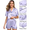 image:imageSWOMOG Womens Silk Satin Pajama Sets 3Pcs Button Down Pj Set Short Sleeve Sleepwear Loungewear Pjs Nightwear XSXXLLavender