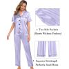 image:imageSWOMOG Womens Silk Satin Pajama Sets 3Pcs Button Down Pj Set Short Sleeve Sleepwear Loungewear Pjs Nightwear XSXXLLavender