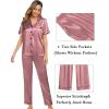 image:imageSWOMOG Womens Silk Satin Pajama Sets 3Pcs Button Down Pj Set Short Sleeve Sleepwear Loungewear Pjs Nightwear XSXXLMisty Rose
