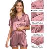 image:imageSWOMOG Womens Silk Satin Pajama Sets 3Pcs Button Down Pj Set Short Sleeve Sleepwear Loungewear Pjs Nightwear XSXXLMisty Rose