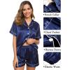 image:imageSWOMOG Womens Silk Satin Pajama Sets 3Pcs Button Down Pj Set Short Sleeve Sleepwear Loungewear Pjs Nightwear XSXXLNavy Blue
