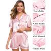 image:imageSWOMOG Womens Silk Satin Pajama Sets 3Pcs Button Down Pj Set Short Sleeve Sleepwear Loungewear Pjs Nightwear XSXXLPink