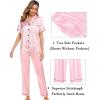 image:imageSWOMOG Womens Silk Satin Pajama Sets 3Pcs Button Down Pj Set Short Sleeve Sleepwear Loungewear Pjs Nightwear XSXXLPink