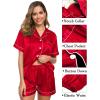 image:imageSWOMOG Womens Silk Satin Pajama Sets 3Pcs Button Down Pj Set Short Sleeve Sleepwear Loungewear Pjs Nightwear XSXXLRed