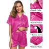 image:imageSWOMOG Womens Silk Satin Pajama Sets 3Pcs Button Down Pj Set Short Sleeve Sleepwear Loungewear Pjs Nightwear XSXXLRose Red
