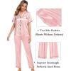 image:imageSWOMOG Womens Silk Satin Pajama Sets 3Pcs Button Down Pj Set Short Sleeve Sleepwear Loungewear Pjs Nightwear XSXXLSakura Pink