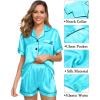 image:imageSWOMOG Womens Silk Satin Pajama Sets 3Pcs Button Down Pj Set Short Sleeve Sleepwear Loungewear Pjs Nightwear XSXXLTfblue