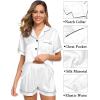image:imageSWOMOG Womens Silk Satin Pajama Sets 3Pcs Button Down Pj Set Short Sleeve Sleepwear Loungewear Pjs Nightwear XSXXLWhite