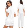 image:imageSWOMOG Womens Silk Satin Pajama Sets 3Pcs Button Down Pj Set Short Sleeve Sleepwear Loungewear Pjs Nightwear XSXXLWhite With Eye Mask