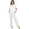 image:imageSWOMOG Womens Silk Satin Pajama Sets 3Pcs Button Down Pj Set Short Sleeve Sleepwear Loungewear Pjs Nightwear XSXXLWhite With Eye Mask