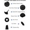 image:imageSWOMOG Womens Silk Satin Pajamas Sets 7pcs Sleepwear Sexy Cami Shorts Set and Button Down Short Sleeve Satin PjsBlack