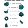 image:imageSWOMOG Womens Silk Satin Pajamas Sets 7pcs Sleepwear Sexy Cami Shorts Set and Button Down Short Sleeve Satin PjsGreen