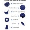 image:imageSWOMOG Womens Silk Satin Pajamas Sets 7pcs Sleepwear Sexy Cami Shorts Set and Button Down Short Sleeve Satin PjsNavy Blue