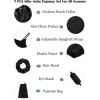 image:imageSWOMOG Womens Silk Satin Pajamas Sets 7pcs Sleepwear Sexy Cami Shorts Set and Button Down Short Sleeve Satin PjsSolid Black