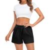 image:imageSWOMOG Womens Silk Stain Pajama Shorts Pj Bottoms with Pockets Drawstring Sleep Shorts Boxer Soft Lounge ShortsBlackBlack