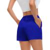 image:imageSWOMOG Womens Silk Stain Pajama Shorts Pj Bottoms with Pockets Drawstring Sleep Shorts Boxer Soft Lounge ShortsBlackBlue