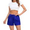 image:imageSWOMOG Womens Silk Stain Pajama Shorts Pj Bottoms with Pockets Drawstring Sleep Shorts Boxer Soft Lounge ShortsBlackBlue