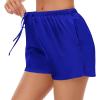 image:imageSWOMOG Womens Silk Stain Pajama Shorts Pj Bottoms with Pockets Drawstring Sleep Shorts Boxer Soft Lounge ShortsBlackBlue