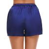 image:imageSWOMOG Womens Silk Stain Pajama Shorts Pj Bottoms with Pockets Drawstring Sleep Shorts Boxer Soft Lounge ShortsBlackNavy Blue