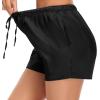 image:imageSWOMOG Womens Silk Stain Pajama Shorts Pj Bottoms with Pockets Drawstring Sleep Shorts Boxer Soft Lounge ShortsBlackNavy Blue