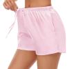 image:imageSWOMOG Womens Silk Stain Pajama Shorts Pj Bottoms with Pockets Drawstring Sleep Shorts Boxer Soft Lounge ShortsBlackPink