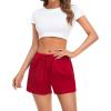 image:imageSWOMOG Womens Silk Stain Pajama Shorts Pj Bottoms with Pockets Drawstring Sleep Shorts Boxer Soft Lounge ShortsBlackRed