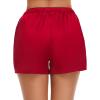 image:imageSWOMOG Womens Silk Stain Pajama Shorts Pj Bottoms with Pockets Drawstring Sleep Shorts Boxer Soft Lounge ShortsBlackRed