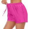 image:imageSWOMOG Womens Silk Stain Pajama Shorts Pj Bottoms with Pockets Drawstring Sleep Shorts Boxer Soft Lounge ShortsBlackRose Red