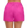 image:imageSWOMOG Womens Silk Stain Pajama Shorts Pj Bottoms with Pockets Drawstring Sleep Shorts Boxer Soft Lounge ShortsBlackRose Red